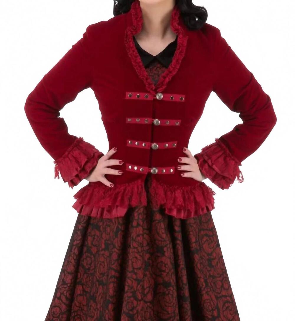 NEW HEARTS & ROSES velvet gloria jacket in red